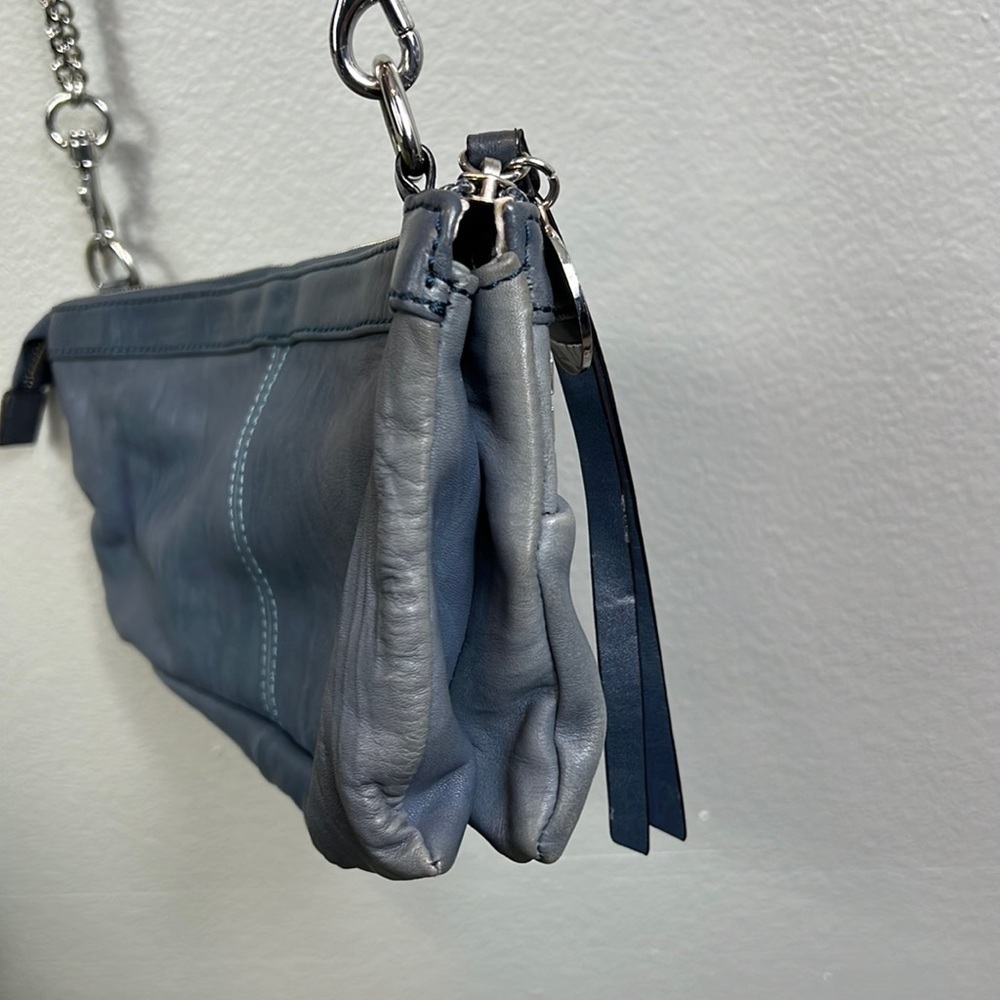 Marciano Leather Shoulder Bag Clutch Chunky Chain Studded Gray - Picture 7 of 15